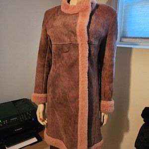Vtg Jacques Jekel Lodenfrey Brown Full Length Glam Lambskin Suede Coat 12 France